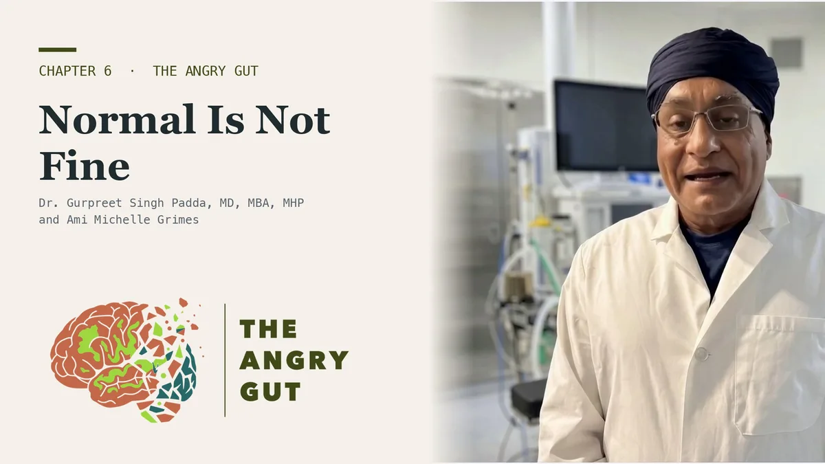 Title card for The Normal B12 That Wasn't, The Angry Gut Chapter 6, showing Dr. Padda