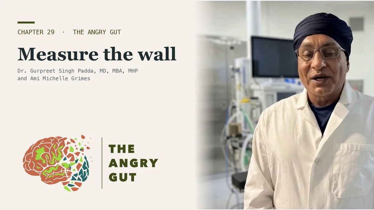 Title card for A Plateau Is Not a Personality, The Angry Gut Chapter 29, showing Dr. Padda